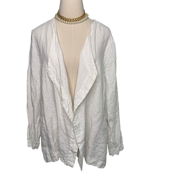 J. Jill Pure Jill 100% linen open cardigan jacket coatigan white size large L - Picture 1 of 5